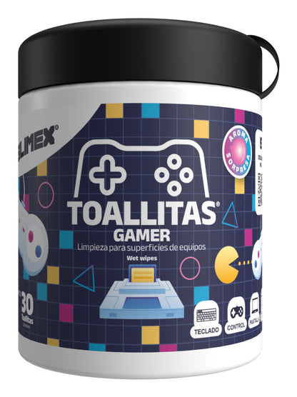 Toallas Húmedas Silimex con Aroma a Chicle para Equipos Gamer C/30 Pz
