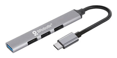BRobotix 6008058 nodo concentrador USB 3.2 Gen 1 (3.1 Gen 1) Type-C 5000 Mbit/s Negro, Plata