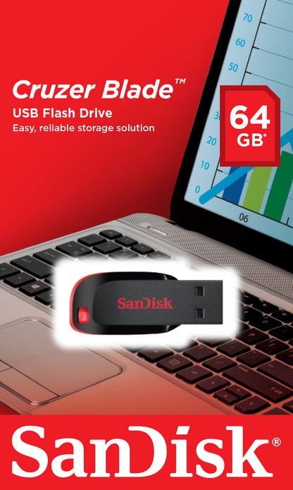 Memoria USB SanDisk Flash Cruzer Blade 64GB USB 2.0 Color Negro SDCZ50-064G-B35