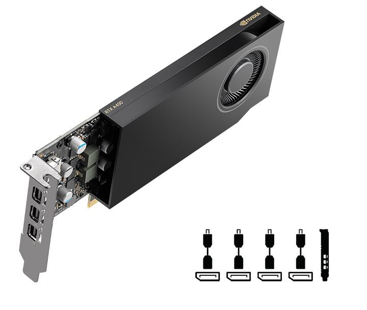 Tarjeta de Video PNY Pro NVIDIA RTX A400 4GB Low Profile Single Fan GDDR6 PCIe 4.0 4xMini DisplayPort
