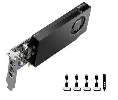 Tarjeta de Video PNY Pro NVIDIA RTX A400 4GB Low Profile Single Fan GDDR6 PCIe 4.0 4xMini DisplayPort