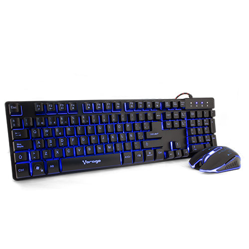 Kit Teclado y Mouse Vorago Start The Game Retroiluminado USB