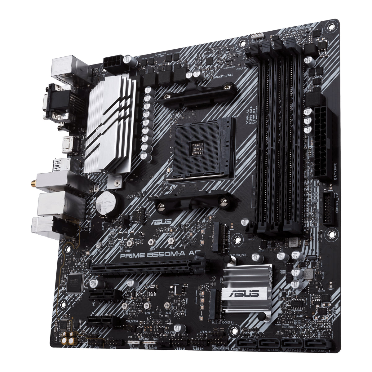 Tarjeta Madre Asus Prime B550M-A AC 4xDDR4 128GB 4800Mhz PCIe 4.0 M.2 1xD-Sub 1xHDMI 1xDVI-D S AM4 mATX Wi-Fi BT
