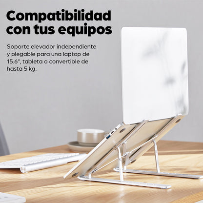 Soporte laptop Manhattan p/Escritorio de posiciones aluminio Premium