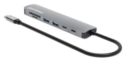 Docking USB-C Manhattan 7 puertos HDMI 2xUSB-A USB-C Datos PD Lector
