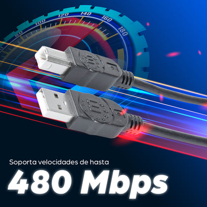Cable Manhattan USB B Alta Velocidad 2.0 A-B3m Color Negro