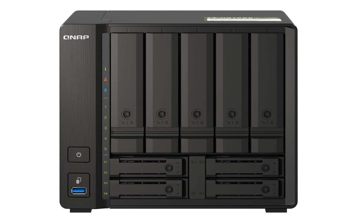 QNAP TS-h973AX NAS Tower Ryzen Embedded V1500B 8 GB DDR4 0 TB QuTS hero Negro