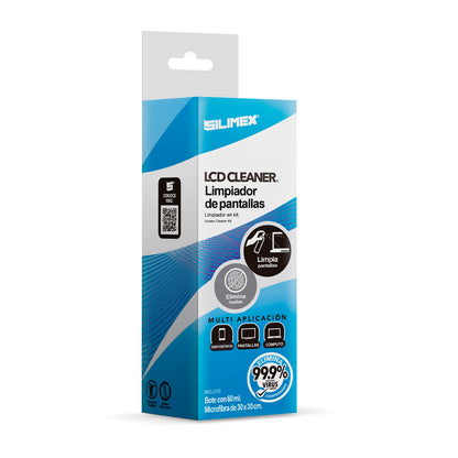 Kit Limpieza Pantallas Silimex LCD Cleaner 60 ml Con Toalla Microfibra Blanca 30x30 cm