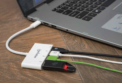 Manhattan 163552 nodo concentrador USB 3.2 Gen 1 (3.1 Gen 1) Type-C 5000 Mbit/s Blanco
