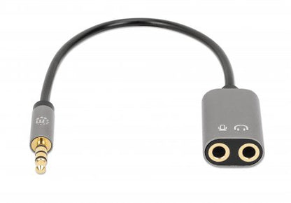 Manhattan 356107 cambiadores de género de cables 3.5mm 2x 3.5mm Negro, Plata
