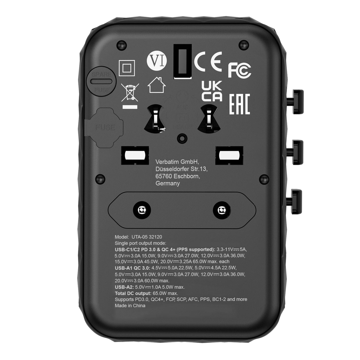 Adaptador Verbatim Universal de viaje UTA-05 GaN III 65 W