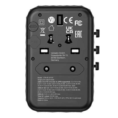 Adaptador Verbatim Universal de viaje UTA-05 GaN III 65 W