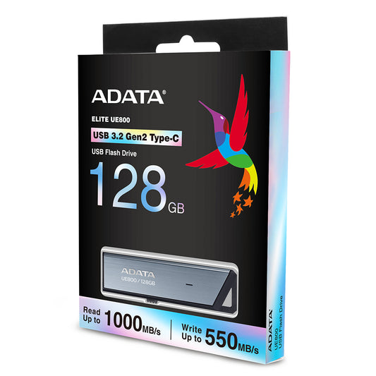 Memoria USB Adata 128 GB UE800 Flash Drive Tipo C 3.2 Color Plata Metálica