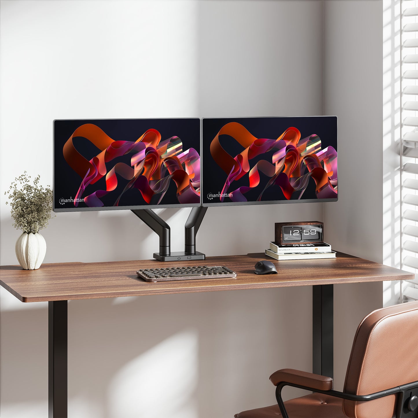 Manhattan 462587 soporte para pantalla plana 114.3 cm (45") Escritorio Negro