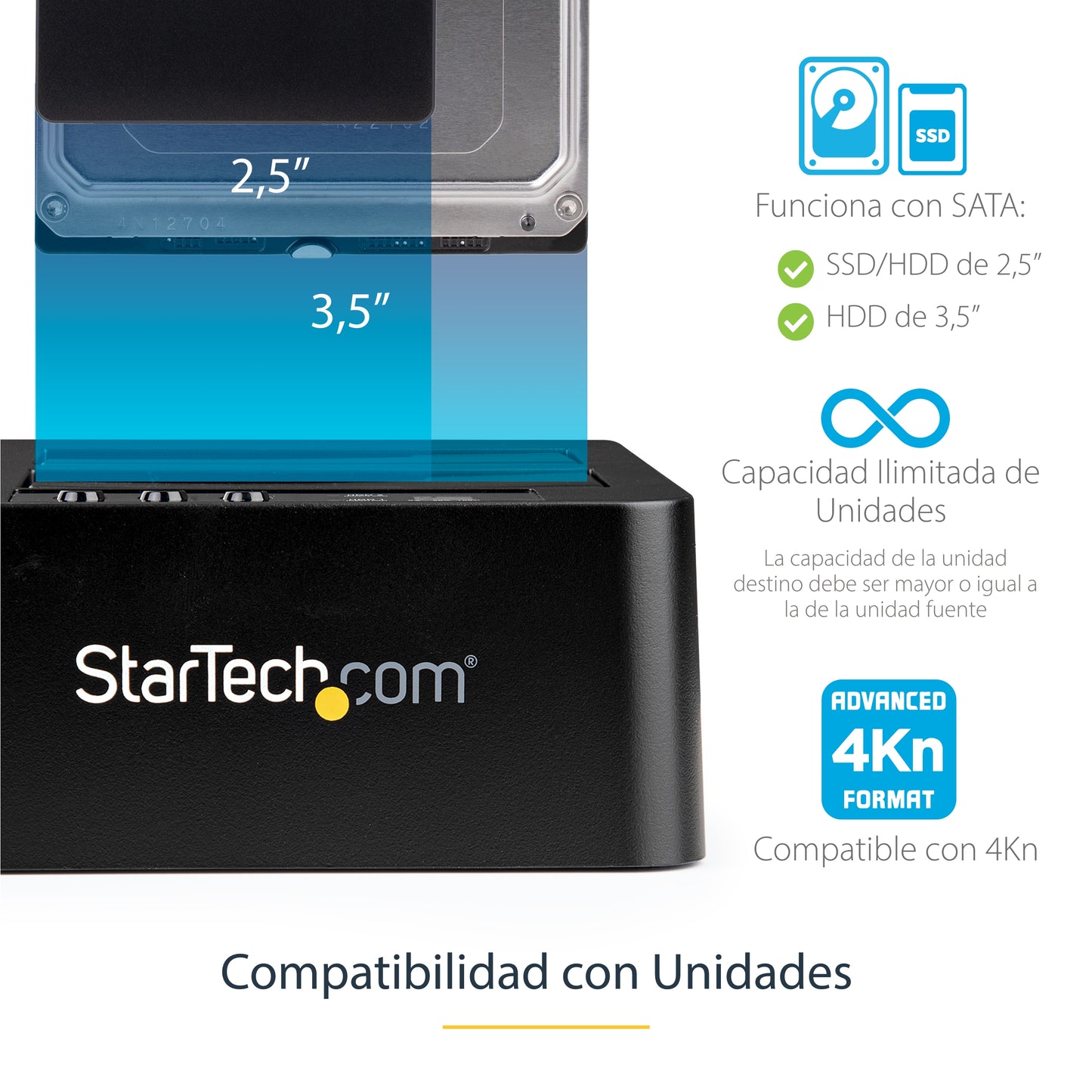 StarTech.com SDOCK2U33RE duplicador de datos o soporte Duplicador de HDD/SSD Negro 1 copias
