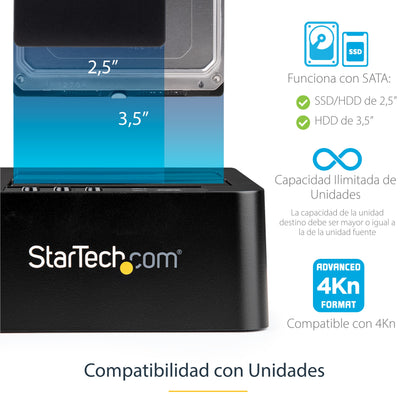 StarTech.com SDOCK2U33RE duplicador de datos o soporte Duplicador de HDD/SSD Negro 1 copias