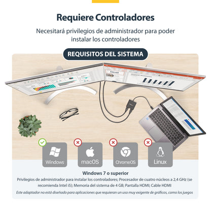 StarTech.com USB32HD2 adaptador gráfico USB 3840 x 2160 Pixeles Negro