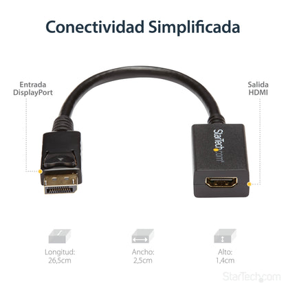 StarTech.com DP2HDMI2 adaptador de cable de vídeo 0.21 m Negro