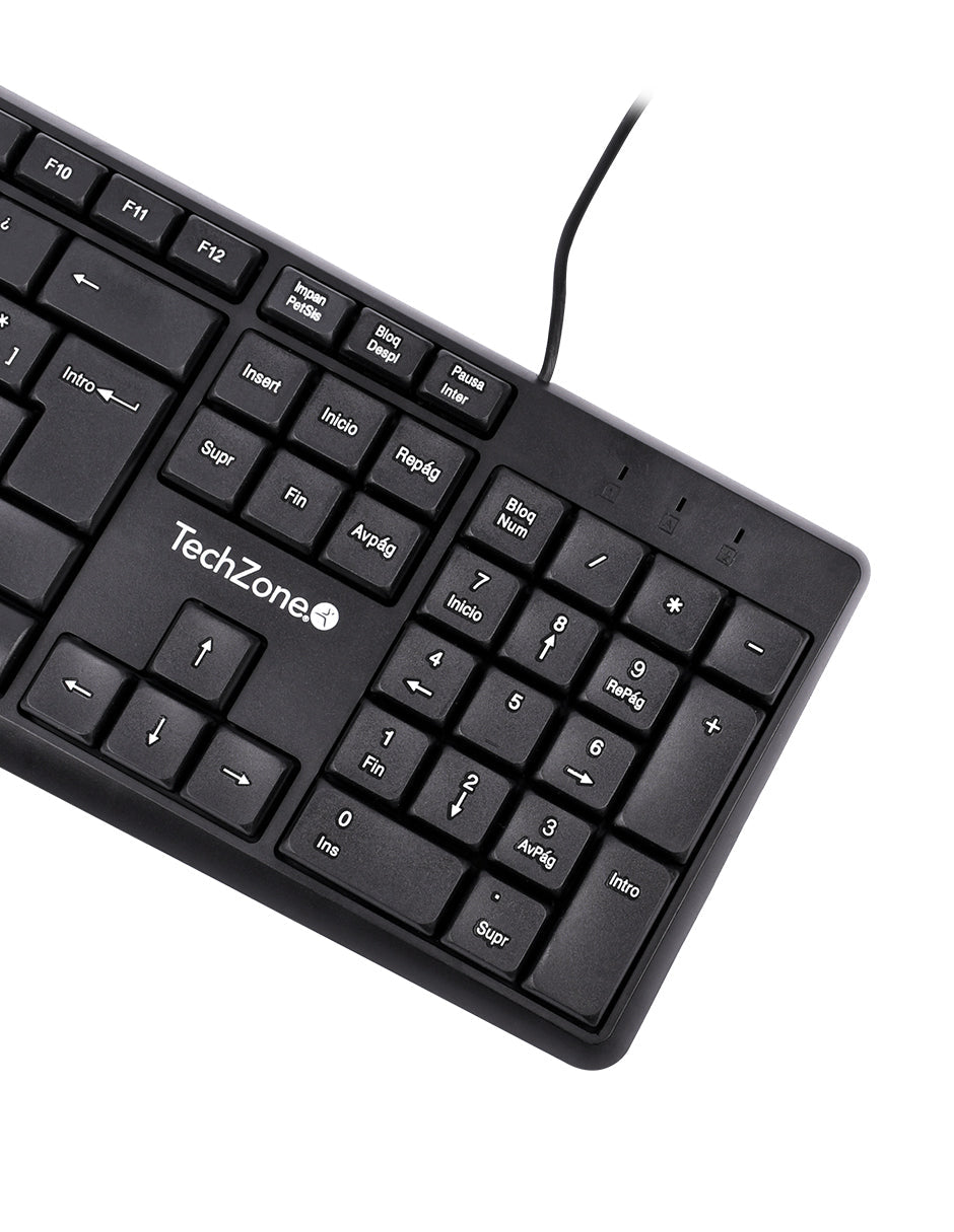 TechZone Alámbrico teclado Universal USB QWERTY Negro