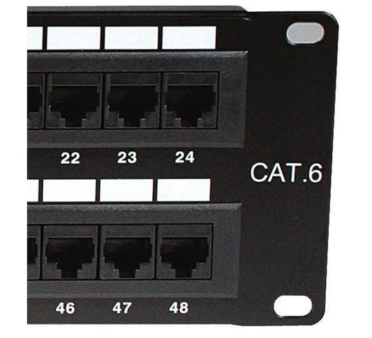 Panel de Conexión Red Nexxt Solutions para Rack Cat6 48 Puertos Pre-configurado Sin Blindaje Tipo 110 Esmalte Negro