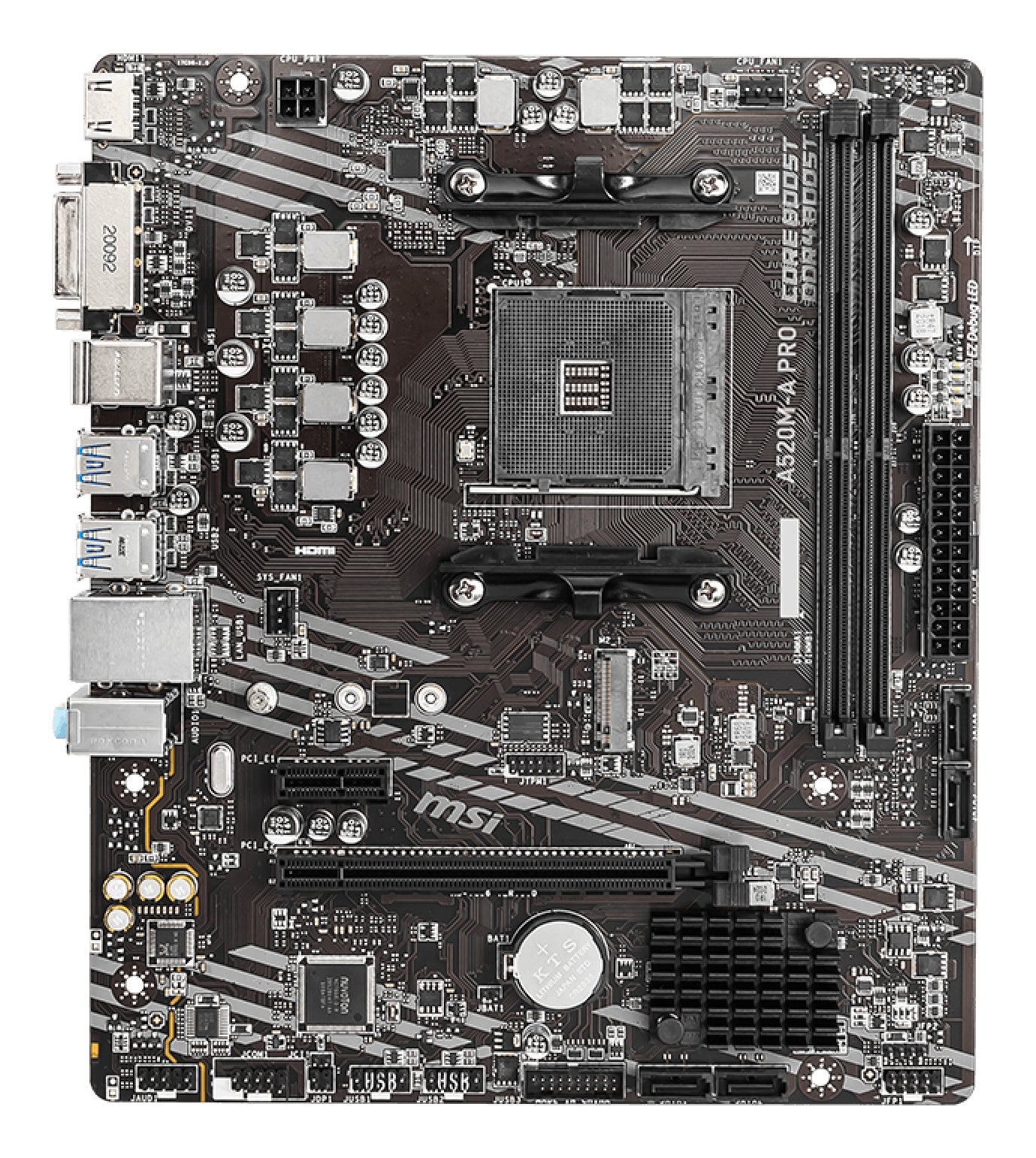 Tarjeta Madre MSI micro ATX A520M-A PRO S-AM4 AMD A520 HDMI 64GB DDR4 para AMD BIOS Actualizada para Serie Ryzen 5000