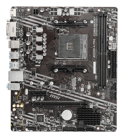 Tarjeta Madre MSI micro ATX A520M-A PRO S-AM4 AMD A520 HDMI 64GB DDR4 para AMD BIOS Actualizada para Serie Ryzen 5000