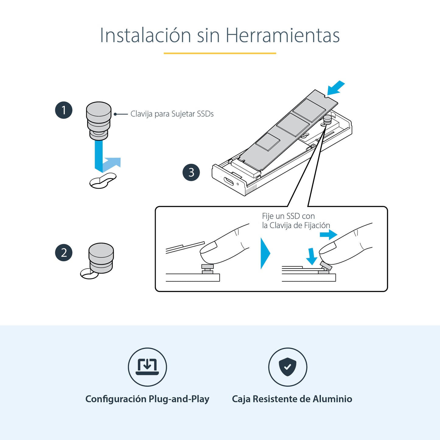 StarTech.com M2-USB-C-NVME-SATA caja para disco duro externo Carcasa para SSD Gris