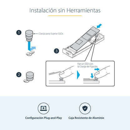 StarTech.com M2-USB-C-NVME-SATA caja para disco duro externo Carcasa para SSD Gris