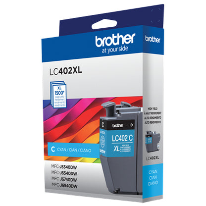 Tinta Brother LC402XL Súper Alto Rendimiento Hasta 1500 Páginas Color Cian