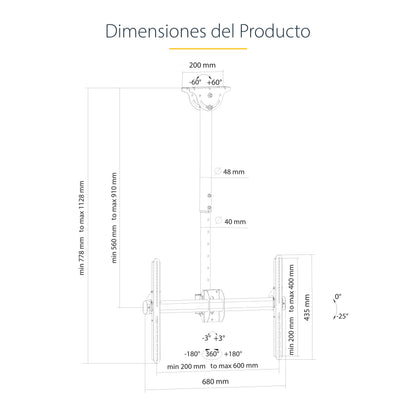 StarTech.com FPCEILPTBSP soporte para pantalla de señalización 190.5 cm (75") Negro