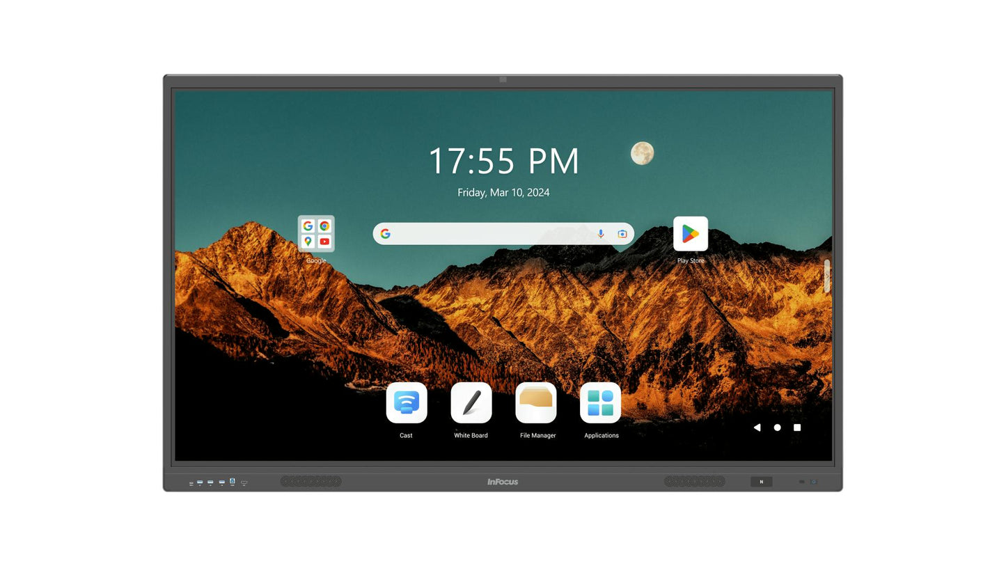 InFocus IN6513 pantalla de señalización Tarjeta digital A-board 165.1 cm (65") LED Wifi 450 cd / m² 4K Ultra HD Negro Pantalla táctil Procesador incorporado Android 13