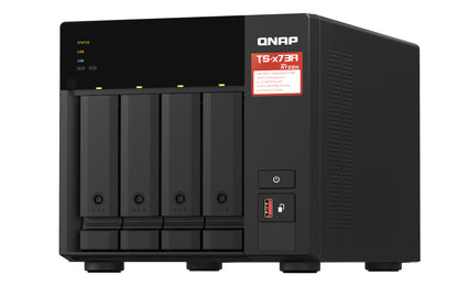 Unidad NAS QNAP CPU Ryzen V1500B Quad Core 2.2Ghz 8GB RAM RJ45 10GbE  4 Bahias 3.5 Hasta 24TB Linux Sin Discos