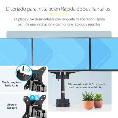 StarTech.com 3MP2AG-MONITOR-ARM soporte para pantalla plana 68.6 cm (27") Escritorio Negro