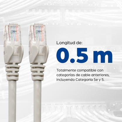 Cable Red Intellinet CAT 6 UTP 0.5m Color Gris