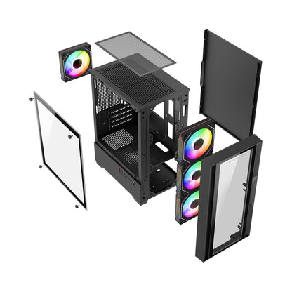Gabinete Gamer Balam Rush Compact Mini Torre Nitrox Edge Pro Crystal 4900C Negro