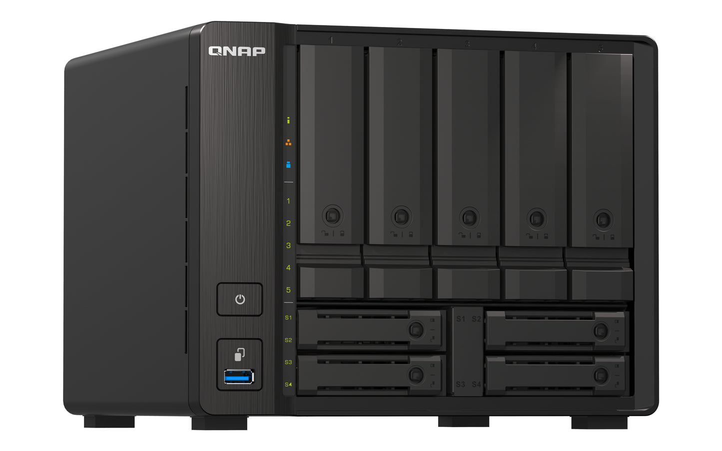 QNAP TS-h973AX NAS Tower Ryzen Embedded V1500B 8 GB DDR4 0 TB QuTS hero Negro