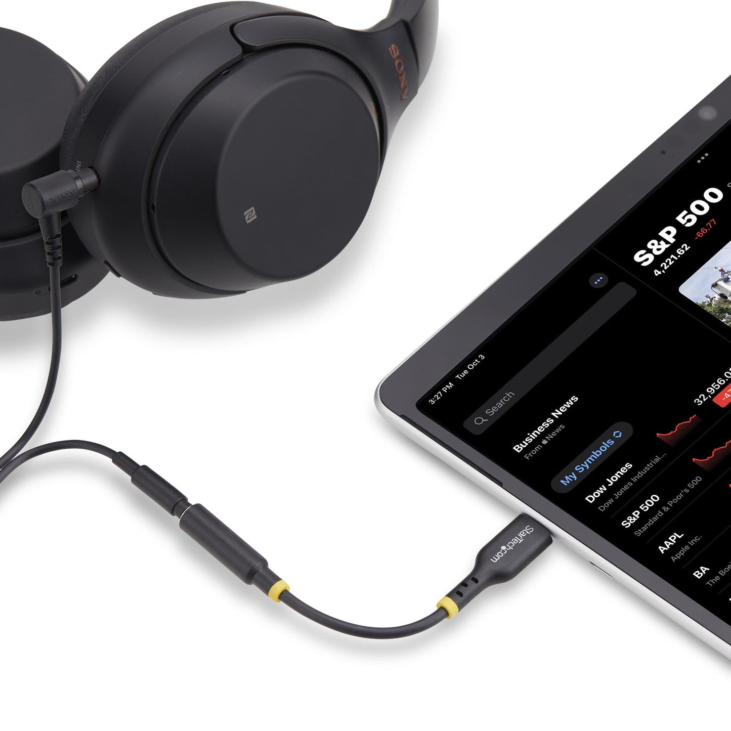 StarTech.com USBCAUDIO2 cable de audio 0.127 m USB Type-C 2.0 3,5 mm Negro