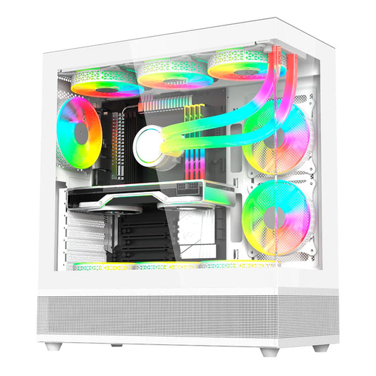Gabinete Gamer Balam Rush Media Torre Tank Super 9200 TB Max MB ATX USB C 3.1/xUSB 3.0/USB 2.0 ARGB Blanco
