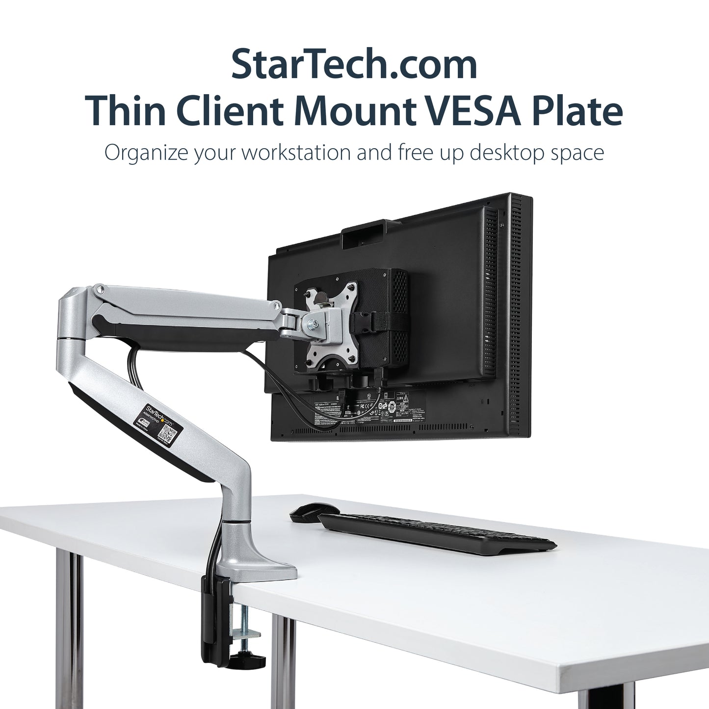 StarTech.com ACCSMNT soporte para CPU Soporte para CPU montado en soporte de monitor Negro