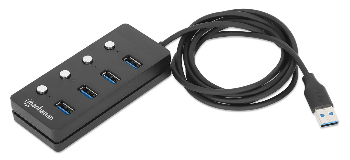 Manhattan 180887 base para laptop o replicador de puertos USB 3.2 Gen 1 (3.1 Gen 1) Type-A Negro