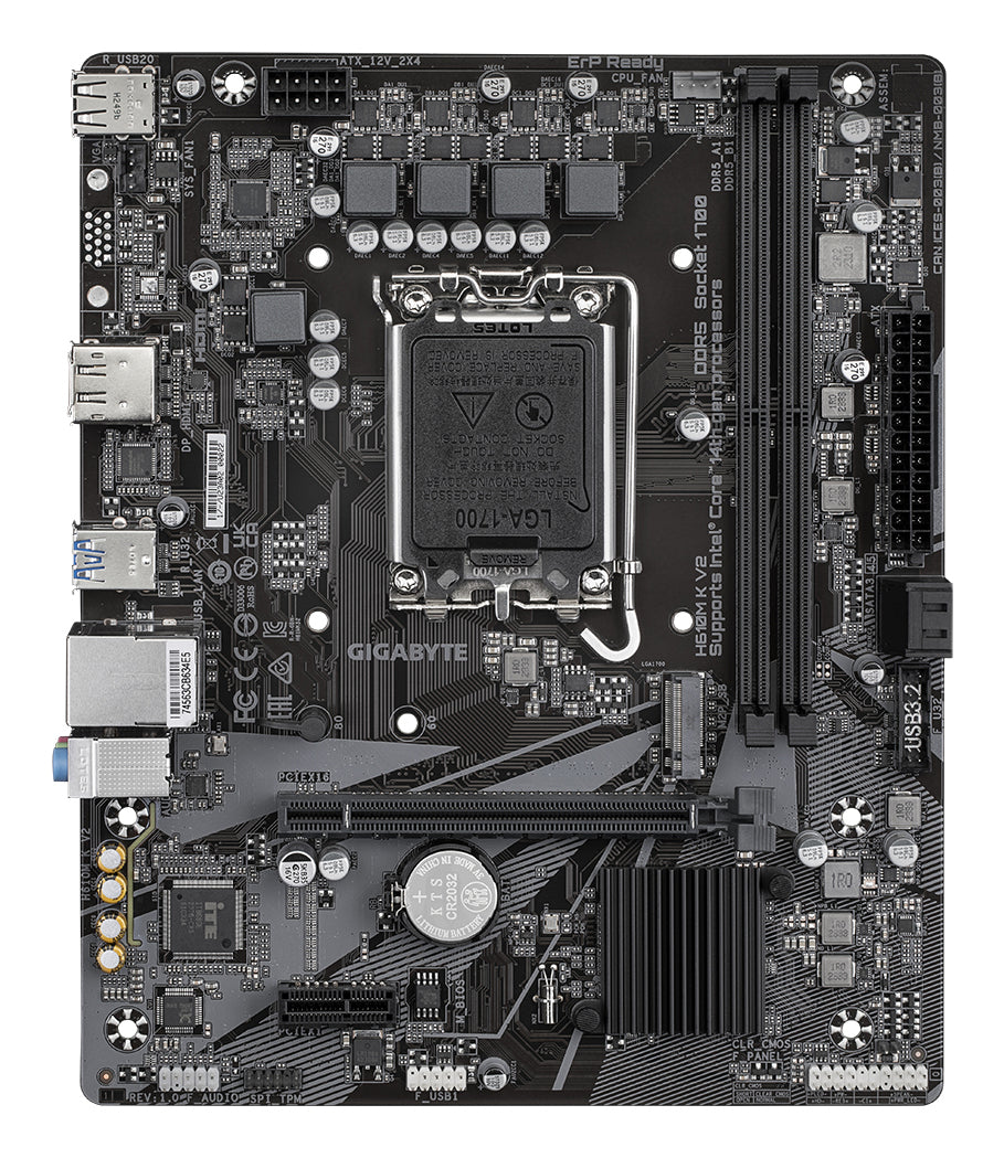 Tarjeta Madre Gigabyte H610M K V2 Micro-ATX S-1700 128GB DDR5 M.2 HDMI/DP