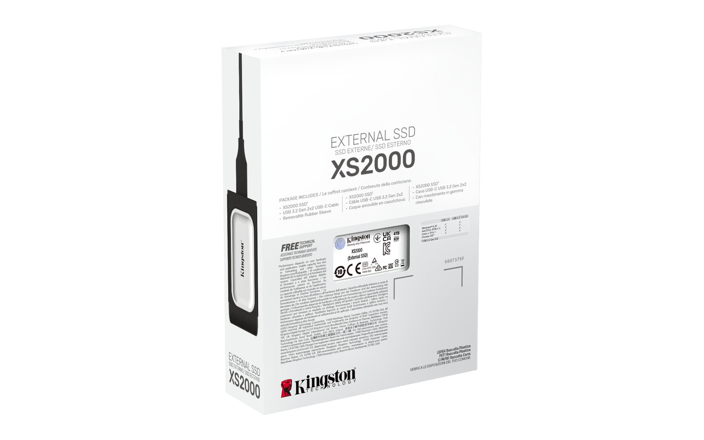 Unidad de Estado Sólido SSD Kingston XS2000 Externo 4000GB USB-C