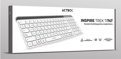 Acteck Inspire Trek TI747 teclado Universal RF inalámbrico + bluetooth QWERTY Español Gris, Blanco