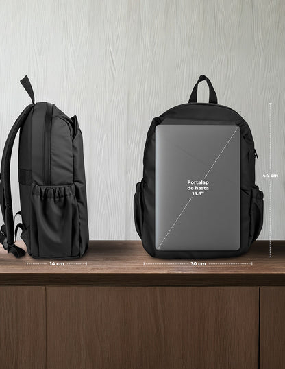 Mochila TechZone Style Negra para Laptops de 16 Múltiples Compartimientos Diseño Ideal para Uso Diario