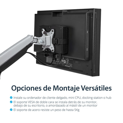 StarTech.com ACCSMNT soporte para CPU Soporte para CPU montado en soporte de monitor Negro