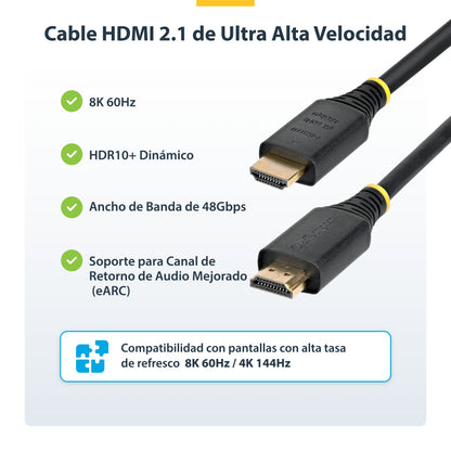 StarTech.com HDMI21-CBL-8K60-3M cable HDMI HDMI Tipo A (Estándar) Negro