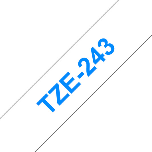 Cinta Brother TZ-243 Laminada Azul Sobre Blanco 18mmx8m PT300/310B/330/530