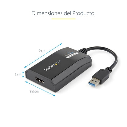 StarTech.com USB32HDPRO adaptador gráfico USB 1920 x 1200 Pixeles Negro