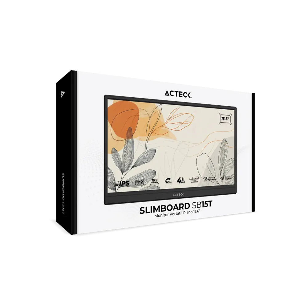 Monitor portátil plano 15.6" IPS SlimBoard SB15T FHD 60Hz 5ms 2x altavoces 1 W base ajustable Elite negro