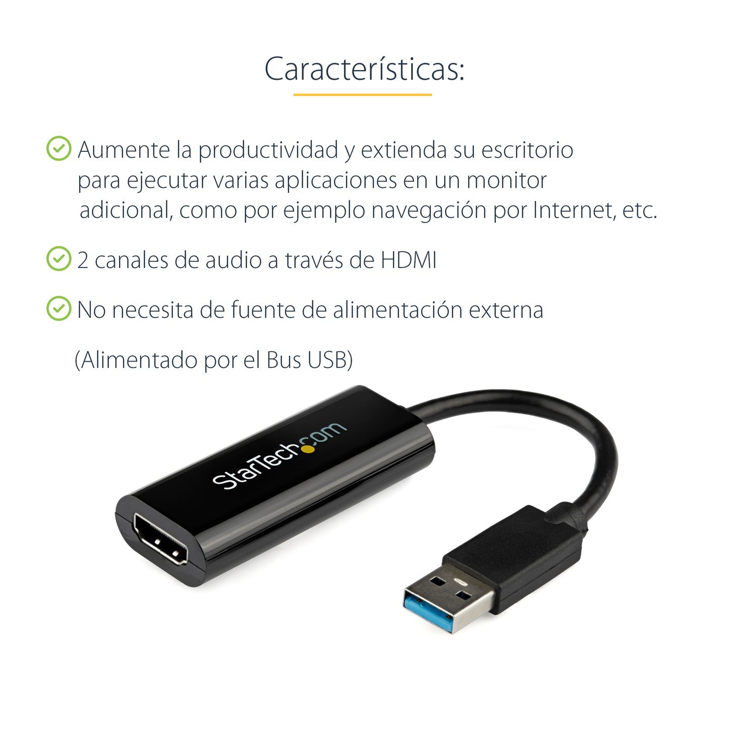StarTech.com USB32HDES adaptador gráfico USB 1920 x 1200 Pixeles Negro
